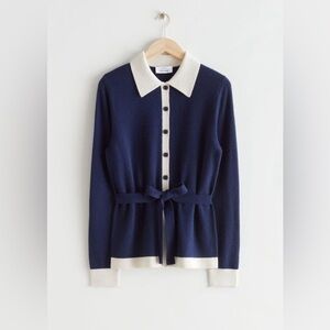 & OTHER STORIES Belted Wool Knit Cardigan Size XS